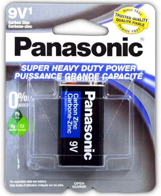 Size 9V Panasonic Batteries Super Heavy Duty Power Zinc Carbon - 1Pack