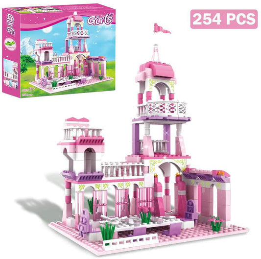 Girls Building Blocks Toy - 254 Pieces Princess Castle Toy for Girls Pink Palace King's Banquet Bricks Toys Construction Play Set