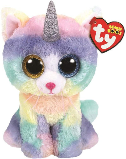 TY Beanie Baby Soft Toy Multicoloured, Heather The Unicorn Cat Stuffed Animal With Horn 6 inches