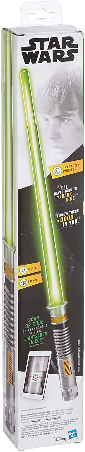 Star Wars Luke Skywalker Electronic Green Lightsaber Toy with Lights, Sounds, & Phrases Plus Access to Training Videos