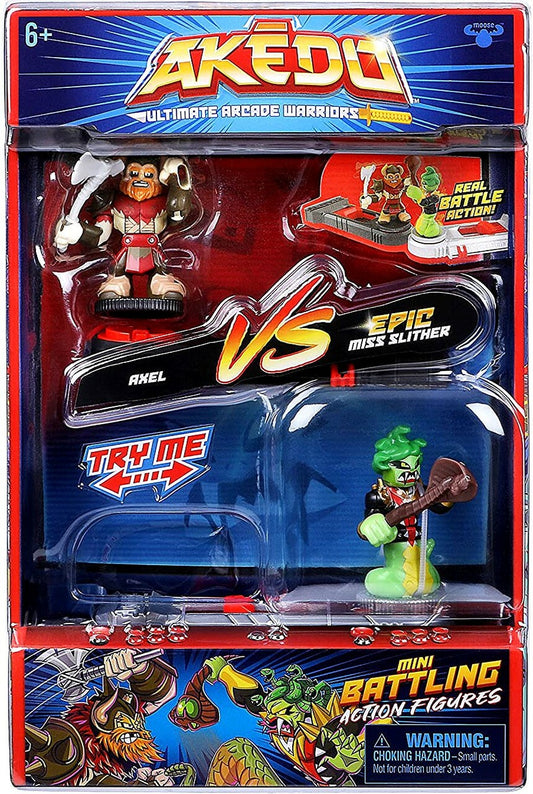 Akedo Ultimate Arcade Warriors Series 1 Axel VS. Epic Miss Slither Mini Battling Action Figure VERSUS Pack