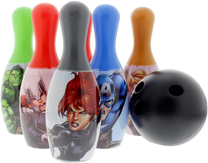 Avengers Bowling Set - Includes 6 Pins & Bowling Ball, Feature: Captain America, Hulk, Thor, Iron Man, Hawkeye and Black Widow