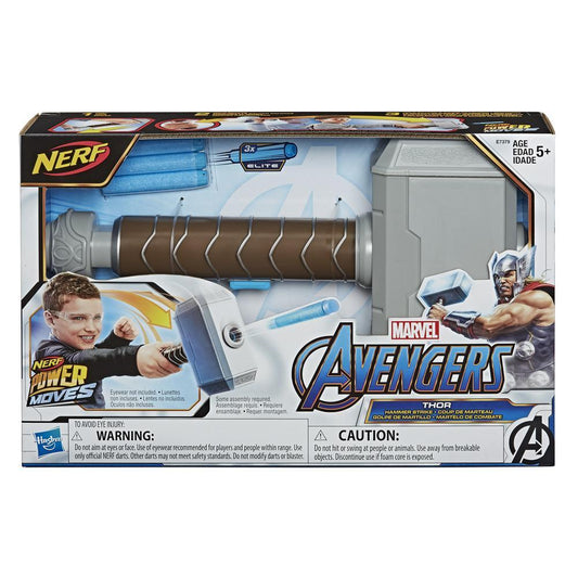 Avengers NERF Power Moves Marvel Thor Hammer Strike Hammer NERF Dart-Launching Toy for Kids Roleplay