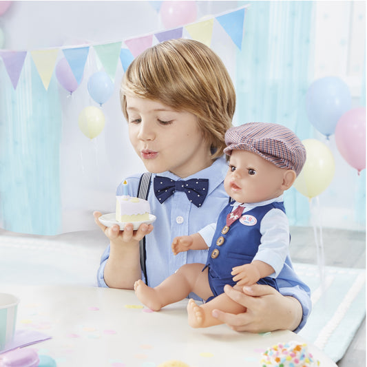 BABY born Interactive Boy Baby Doll Party Theme – Blue Eyes with 9 Ways to Nurture (Eats, Drinks, Cries, Sleeps, Bathes, and Wets)