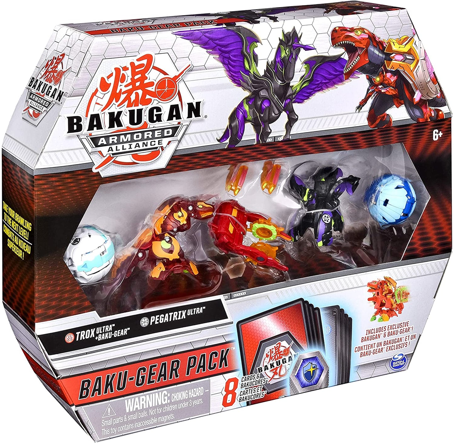 Bakugan Baku-Gear 4-Pack, Trox Ultra with Baku-Gear and Pegatrix Ultra, Collectible Action Figures