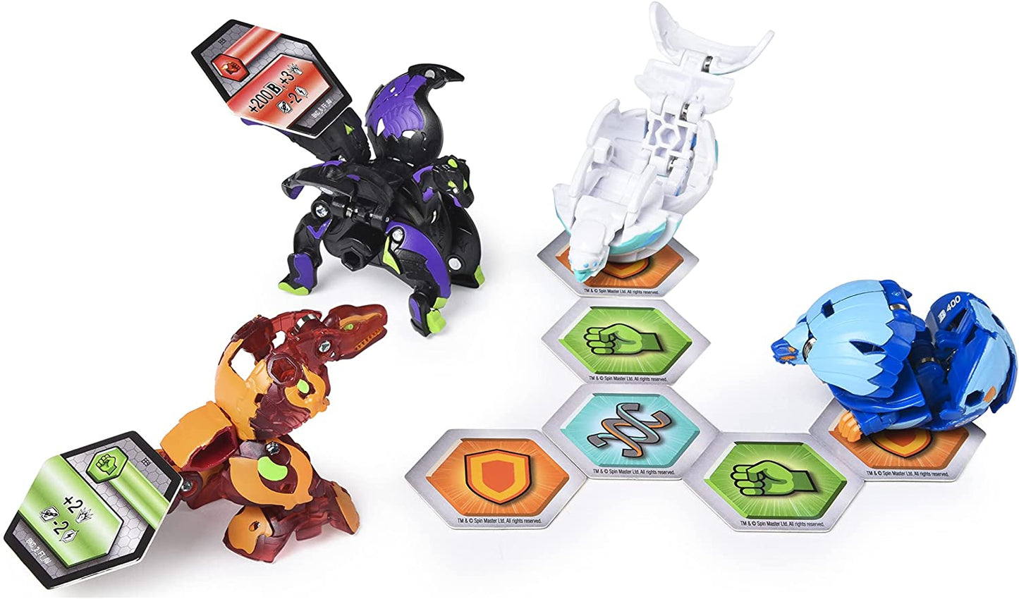 Bakugan Baku-Gear 4-Pack, Trox Ultra with Baku-Gear and Pegatrix Ultra, Collectible Action Figures