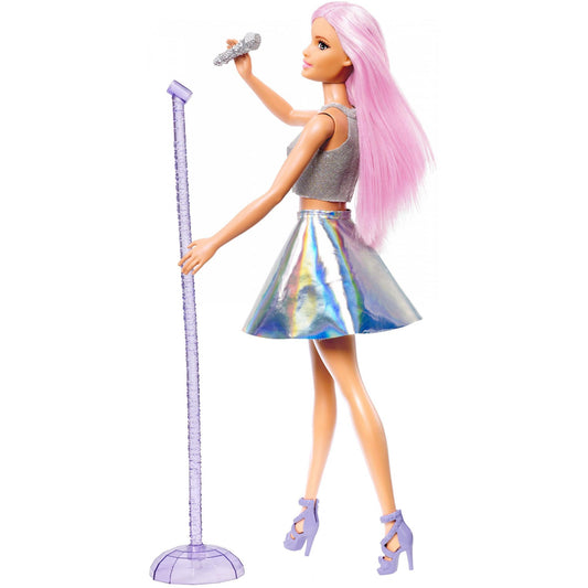 Barbie Careers Pop Star Doll, Long Pink Hair with Iridescent Skirt