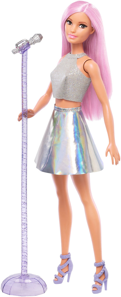 Barbie Careers Pop Star Doll, Long Pink Hair with Iridescent Skirt