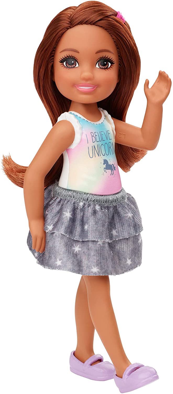 Barbie Club Chelsea Doll (6-inch Brunette) Wearing Unicorn-Themed