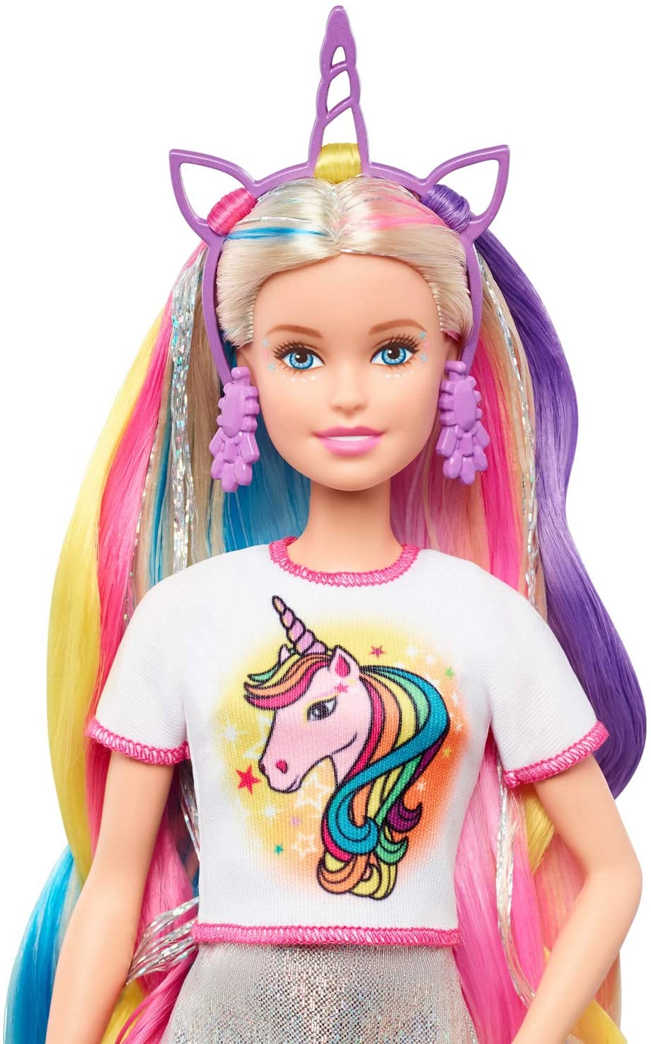 Barbie Fantasy Hair Doll, Blonde, with 2 Decorated Crowns, 2 Tops &  Accessories for Mermaid and Unicorn Looks, Plus Hairstyling Pieces