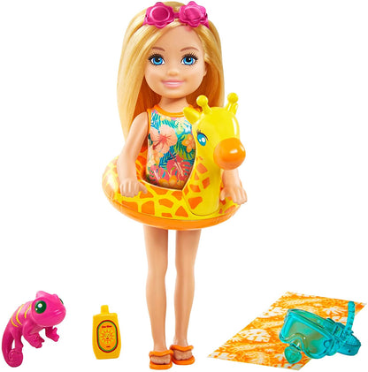 Barbie and Chelsea The Lost Birthday Playset with Chelsea Doll (Blonde, 6-in), Jungle Pet, Floatie and Accessories