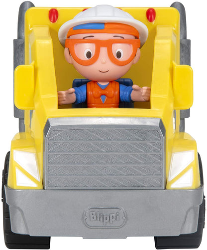 Blippi Cement Truck - Mini Vehicle with Freewheeling Features Including 2” Character Toy Figure Construction Worker