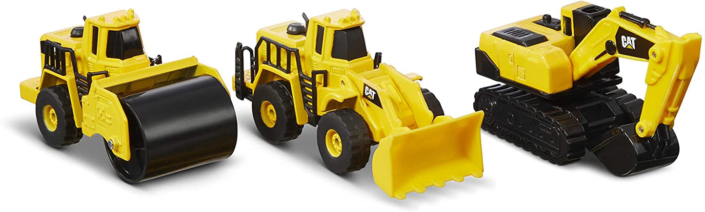 Caterpillar Cat Toys CAT Construction 3 Pack-Wheel Loader/Steam Roller/Excavator, Black