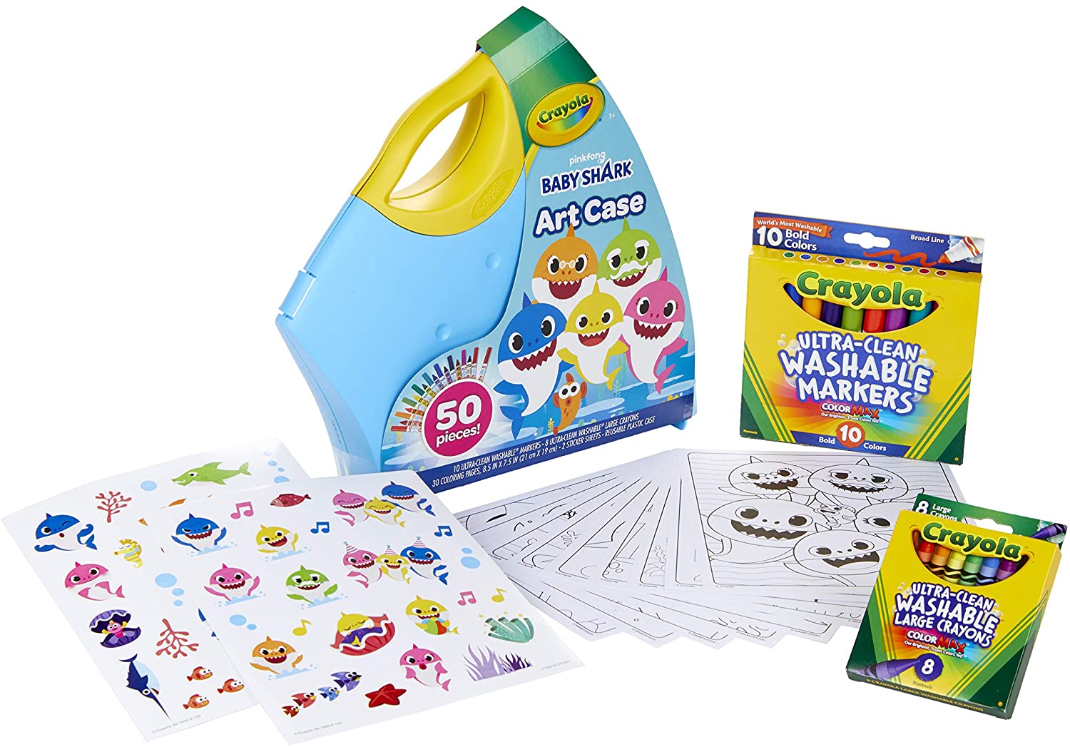 Crayola Baby Shark Art Set, 50 Pieces, Art Supplies, Gift for Kids, Ag –