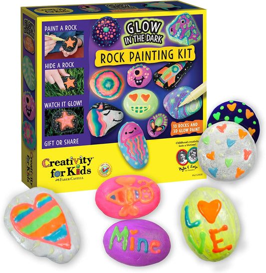 Creativity for Kids Glow in the Dark Rock Painting Kit - Painting Rocks Craft, Arts and Crafts for Kids Ages 6-8+, Creative Gifts for Kids