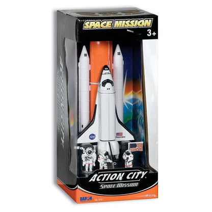 Space Shuttle Full Stack Playset Feature: 3 Astronaut, American flag and launch pad with boosters - 12 inches Tall