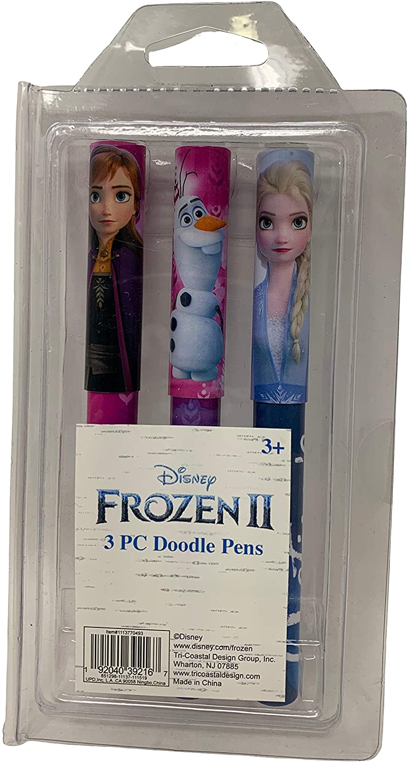 Disney Frozen Ballpoint Pen - Black Ink, 3 Pack Featuring Elsa, Anna and Olaf (Disney Frozen School Supplies)