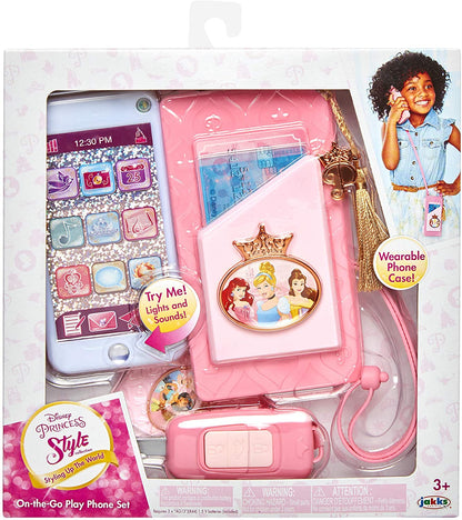 Disney Princess Style Collection On-The-Go Play Smartphone with Led Lights, Sounds & Cross Body Strap for Girls Ages 3+