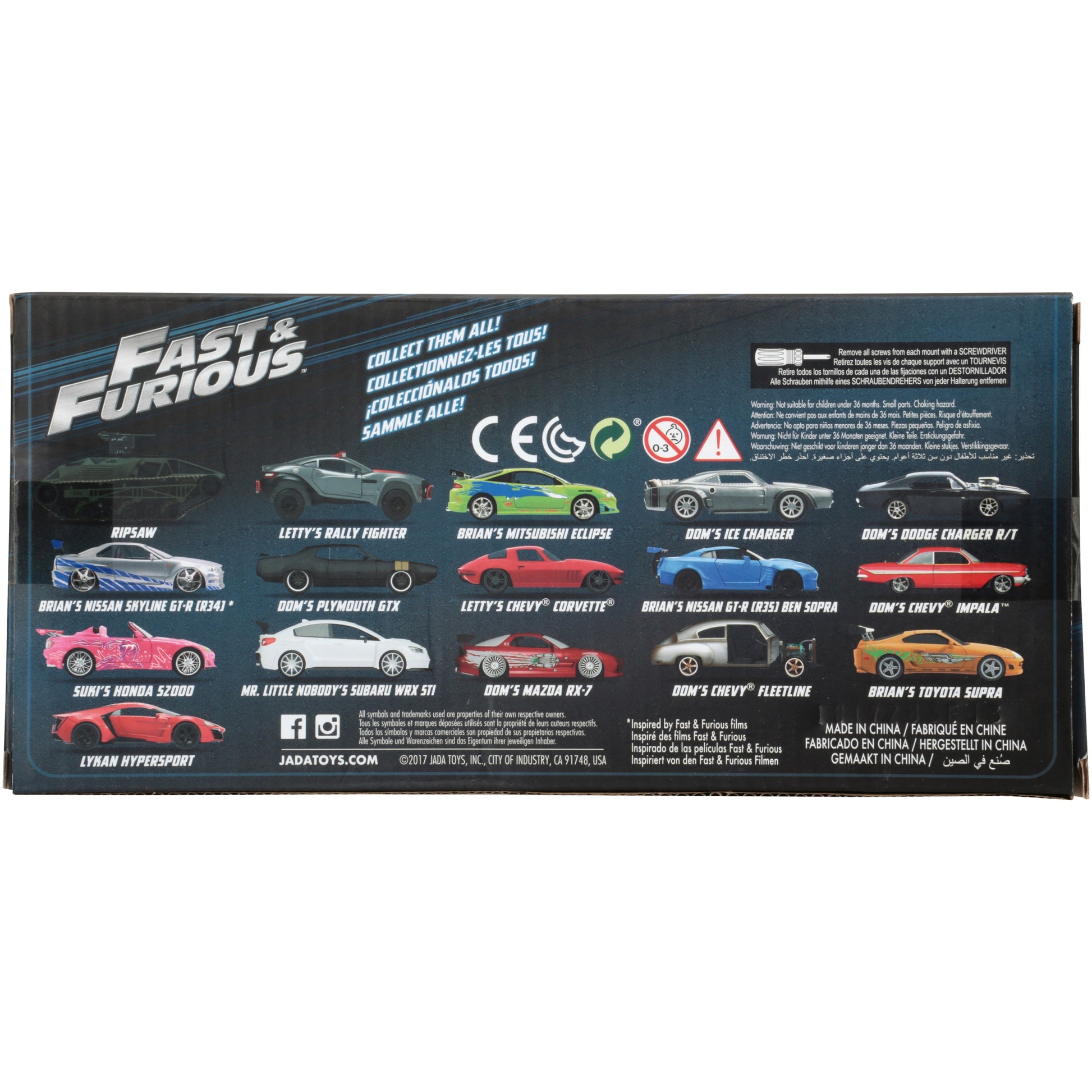 Jada Toys Fast & Furious 1:24 Dom's Plymouth GTX Die-cast Car, Toys for  Kids and Adults, Black, Standard