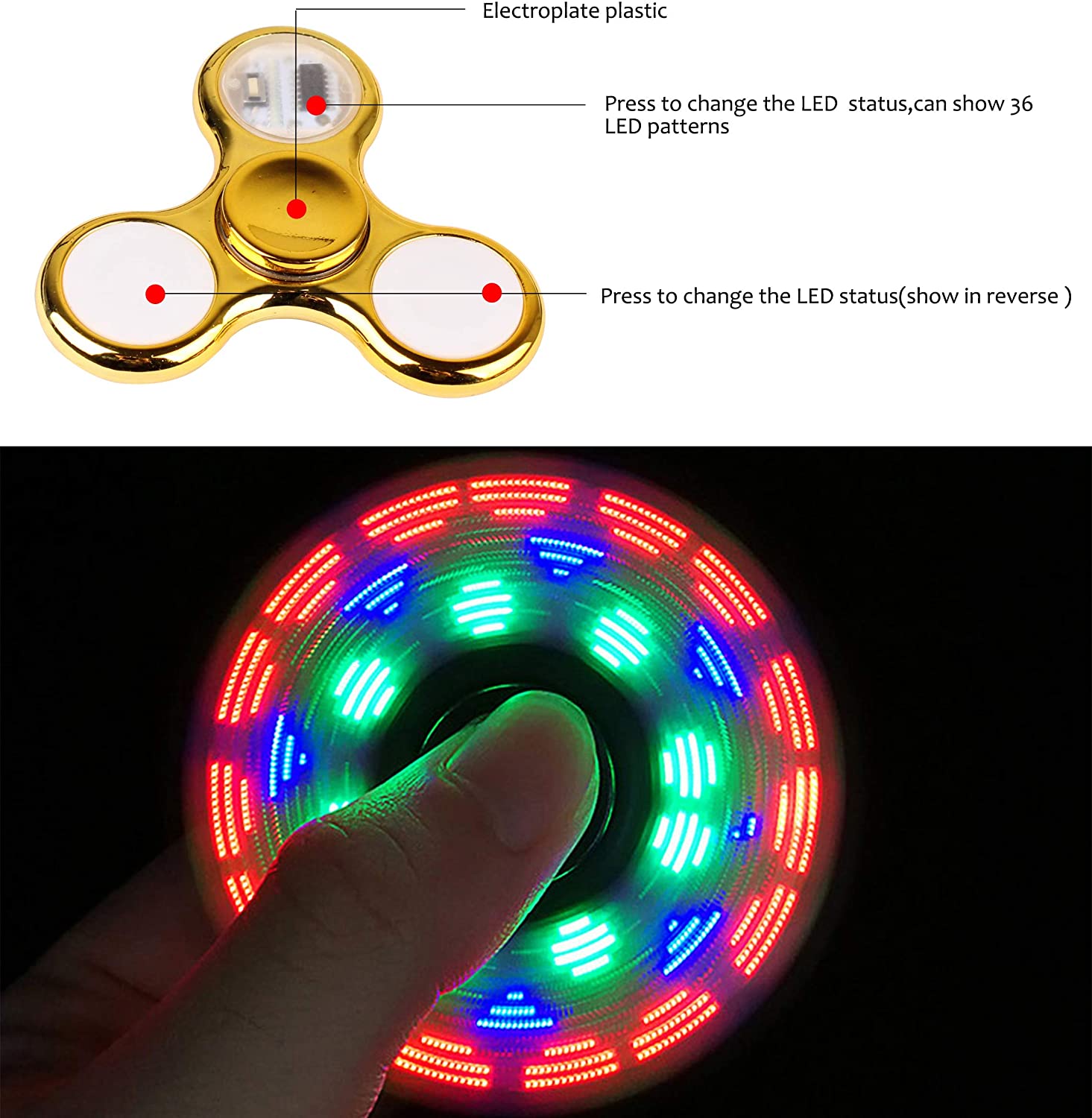 Fidget spinner 2024 led lights