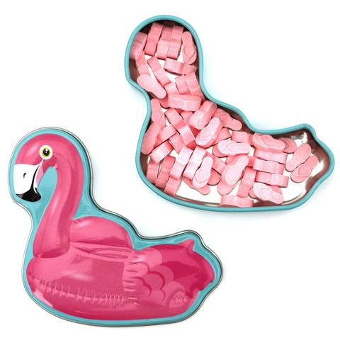 Flamingo Candy Tin With Pink Lemonade Flip Flop Shaped Candies Gift Stuffer