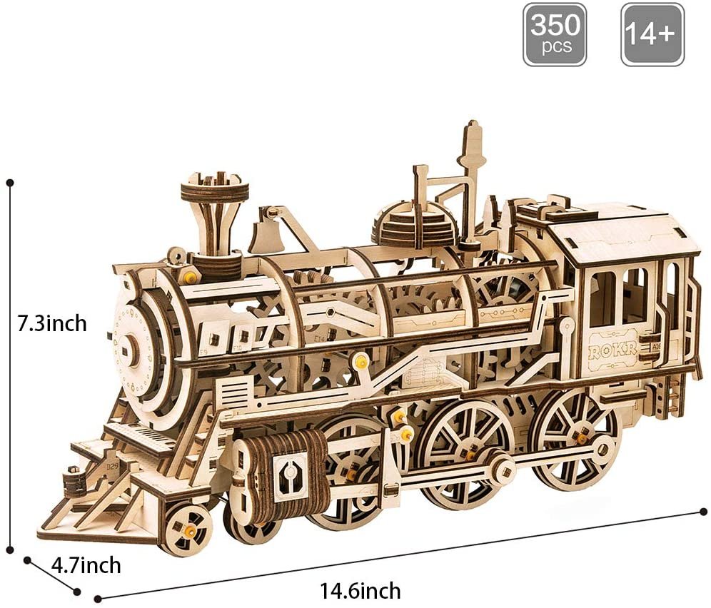 3D Wooden Puzzles Train Locomotive Mechanical Building Model Kit