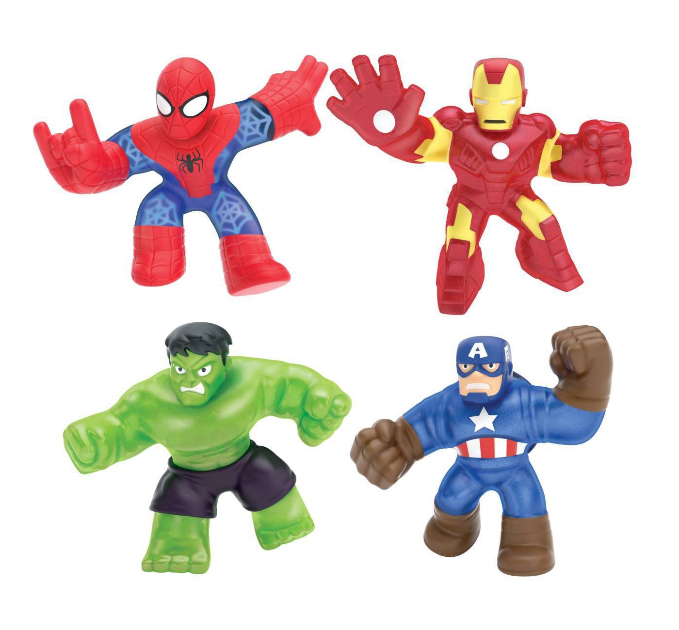 Heroes of Goo Jit Zu Marvel Mega Battle Hero Pack with 4 Exclusive Figures-  Mega Strength Thanos, Shadow Power Spider-Man, Ultra Smash Gray Hulk, and