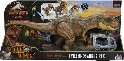 Jurassic World Tyrannosaurus Rex Figure Camp Cretaceous Dinosaur Escape Toy with Movements, Movable Joints, Authentic Deco