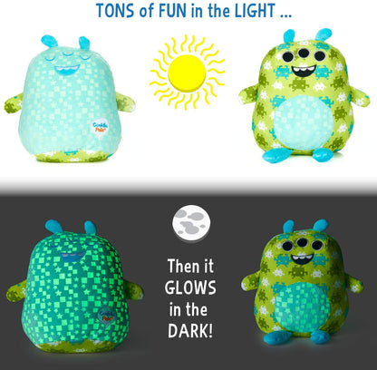 KIDS PREFERRED Double Sided Glow in The Dark Cuddle Pal Plush Toy, Pixel The Alien Stuffed Animal Plush 11.5 inch