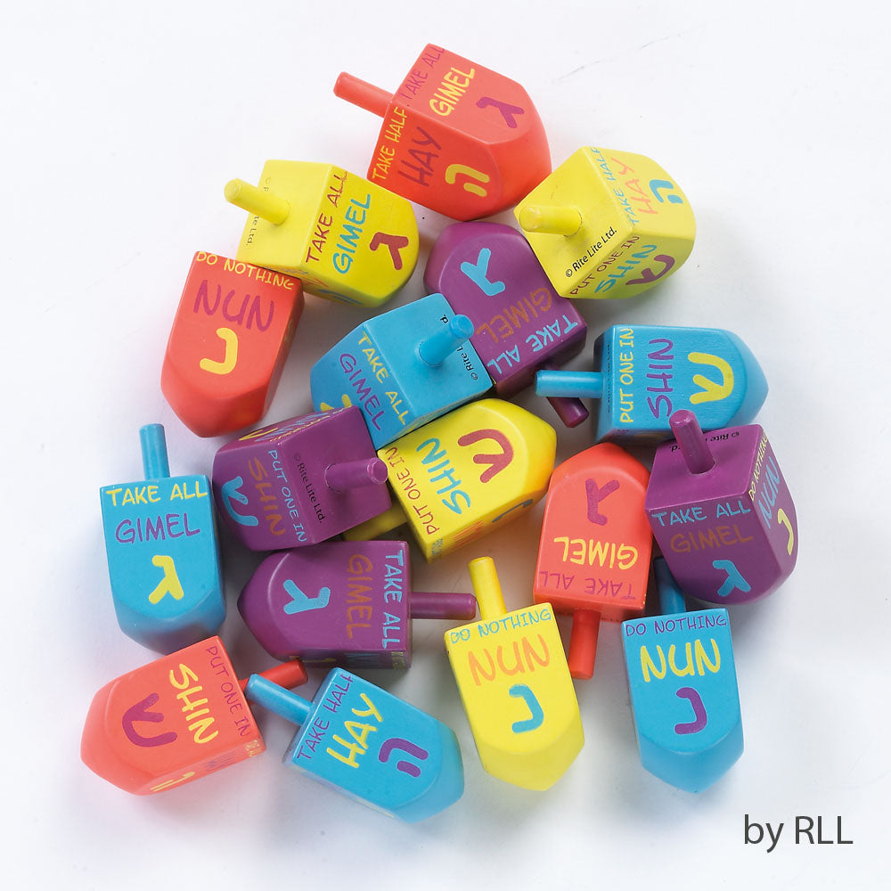 Chanukah Dreidel Painted Wood 5.7cm Height Assorted Colours Dreidel - Random Color Pick