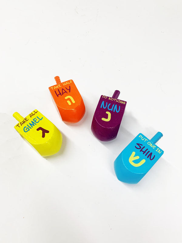 Chanukah Dreidel Painted Wood 5.7cm Height Assorted Colours Dreidel - Random Color Pick