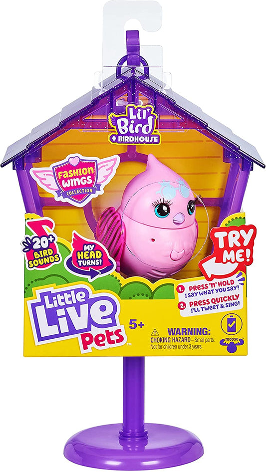 Little Live Pets - Lil' Bird & Bird House: Princess Polly | Linkable Bird Houses, New Moving Bird Heads with 20 + Sounds, and Reacts to Touch