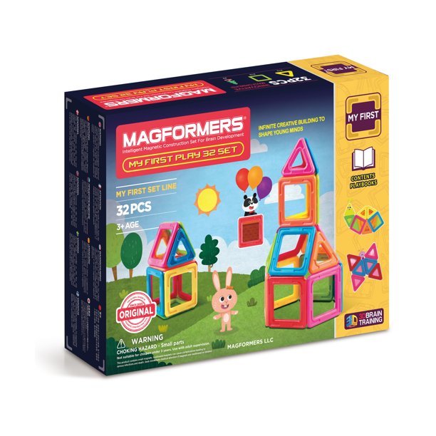 Magformers My First Play Set (32 Piece) Magnetic Building Blocks, Educational Magnetic Tiles Kit , Magnetic Construction STEM Set