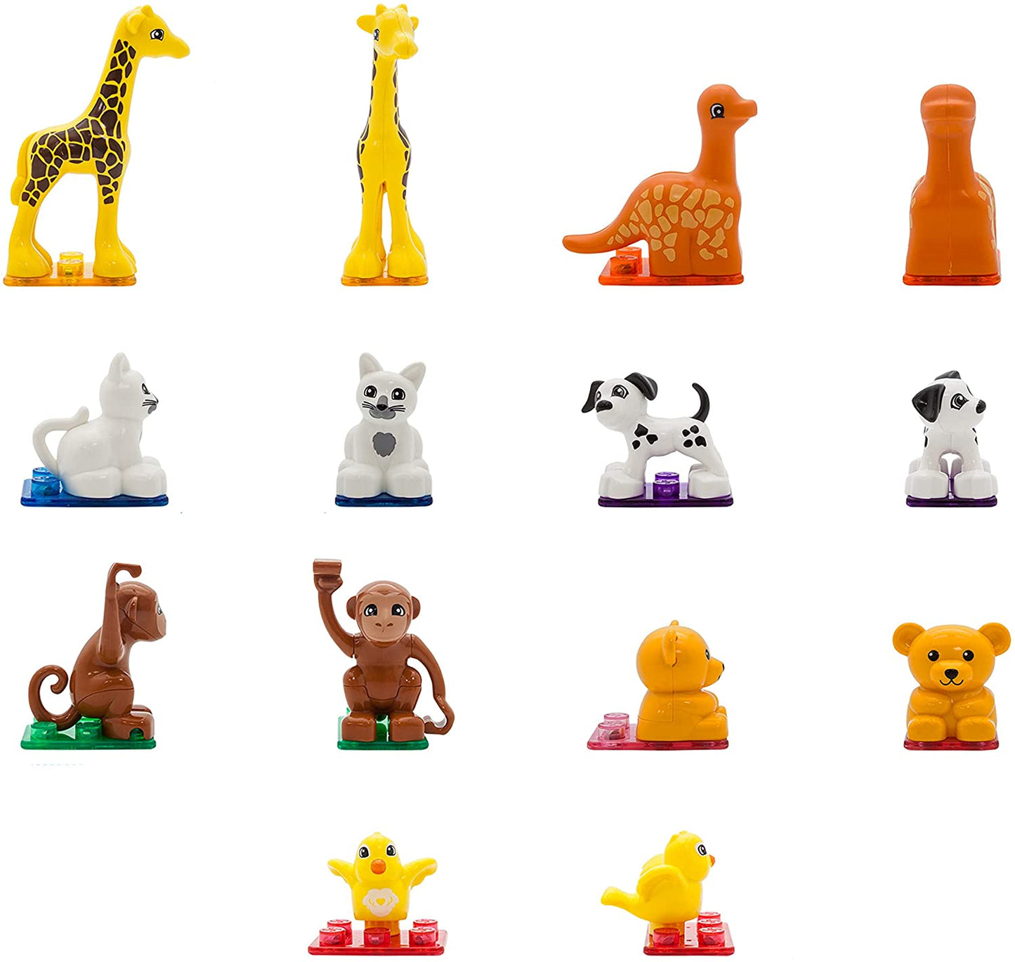 PicassoTiles 7pc Magnetic Animal Action Figure Set for Magnet Building Block Educational STEM Learning Kit Construction Toy