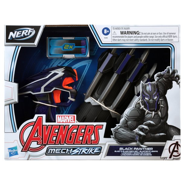 NERF Marvel Avengers Mech Strike Black Panther Blast and Slash Role Play  Set Toys