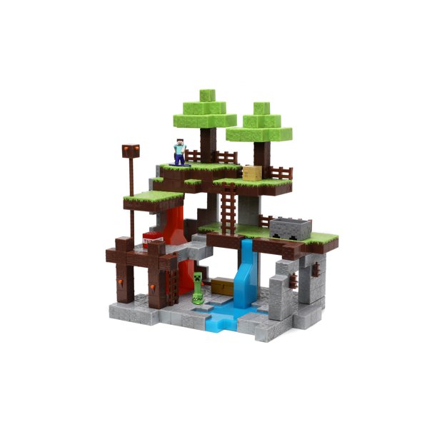 Minecraft Overworld Nano Scene Die-Cast Collectible Figures Gift Playset - 10 Die-Cast Premium Painted Nano MetalFigs