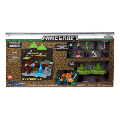 Minecraft Overworld Nano Scene Die-Cast Collectible Figures Gift Playset - 10 Die-Cast Premium Painted Nano MetalFigs