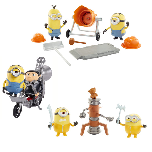 Minions: The Rise of Gru Movie Moments Characters - Movie Scene Training Accessories Older Minion Fans, Assortment Styles