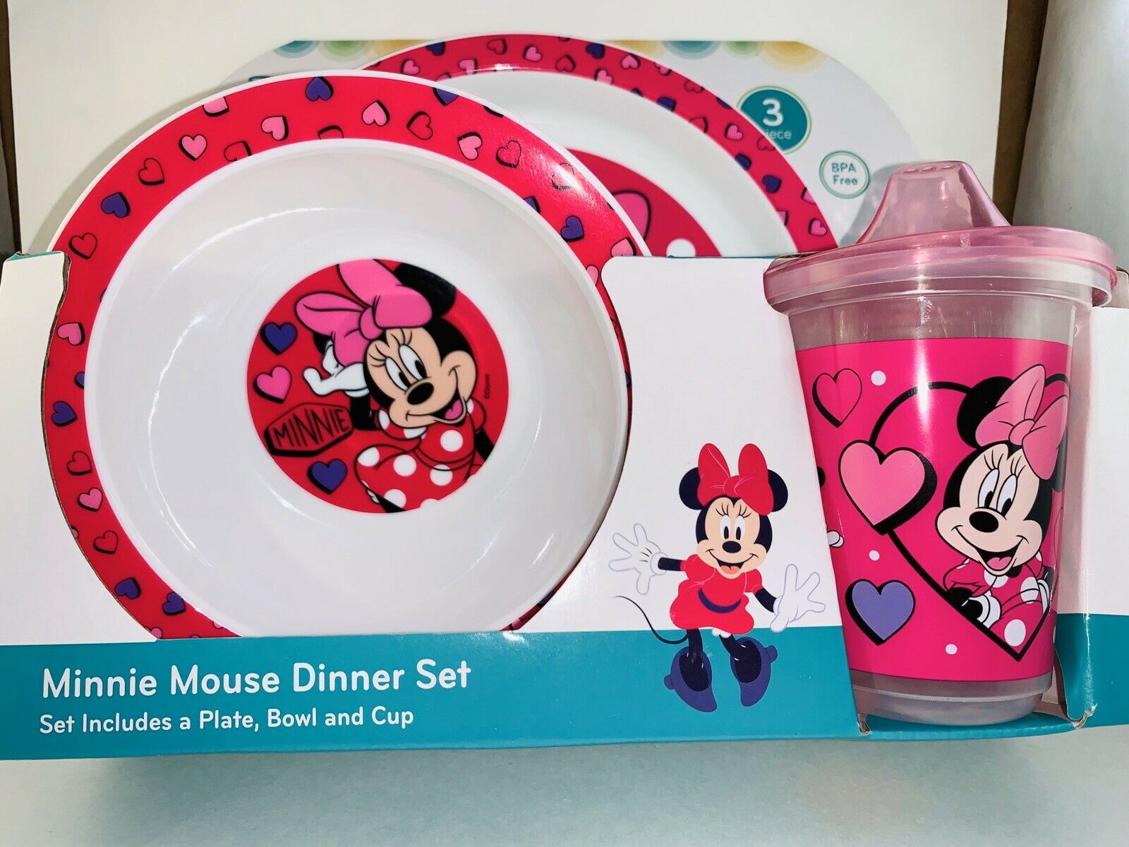 Disney Baby Minnie Mouse 3-Piece Dinner Set: Plate, Bowl and Cup – S&D Kids