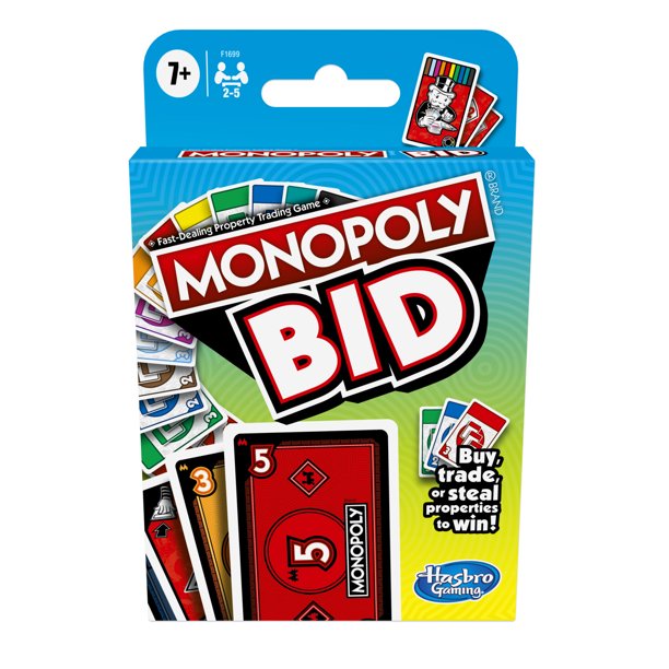 Monopoly Bid Game, Quick-Playing Card Game For Families and Kids Ages 7 and Up