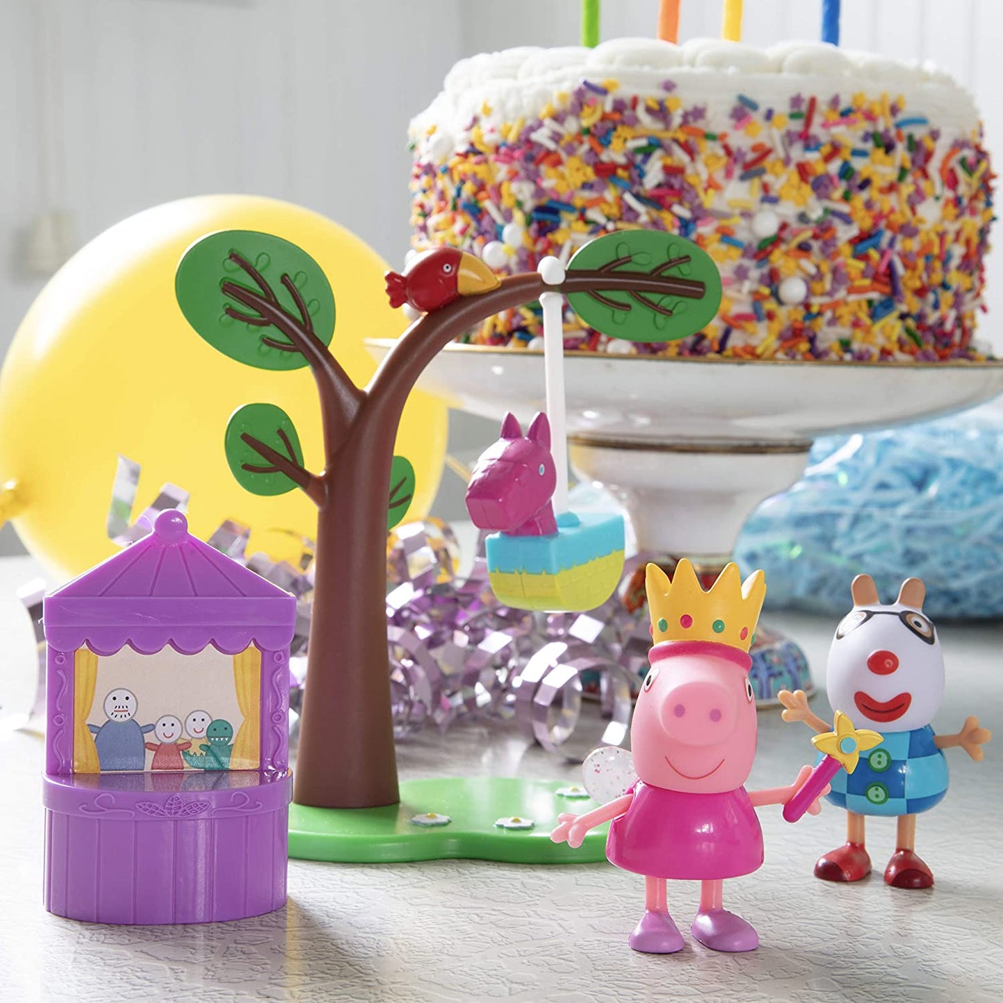 Peppa Pig Piñata Party Birthday Party Playset, 5 Pieces - Includes Peppa & Pedro Figures, Pinata, Puppet Show & Tree - Ages 2+