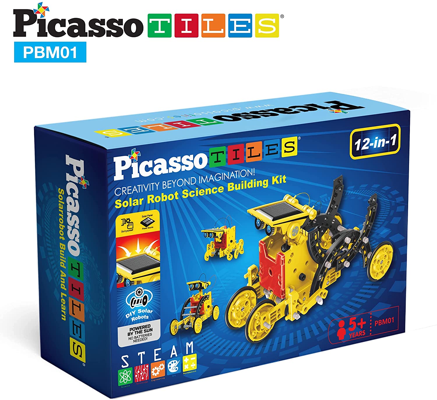 PicassoTiles STEM Kids Solar Powered Transformer Robot Educational