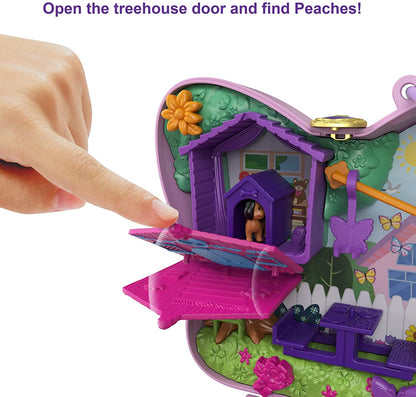 Polly Pocket Backyard Butterfly Compact, Outdoor Theme with Micro Polly Doll, Polly’s Mom Doll 5 Reveals & 13 Accessories, Pop & Swap Feature