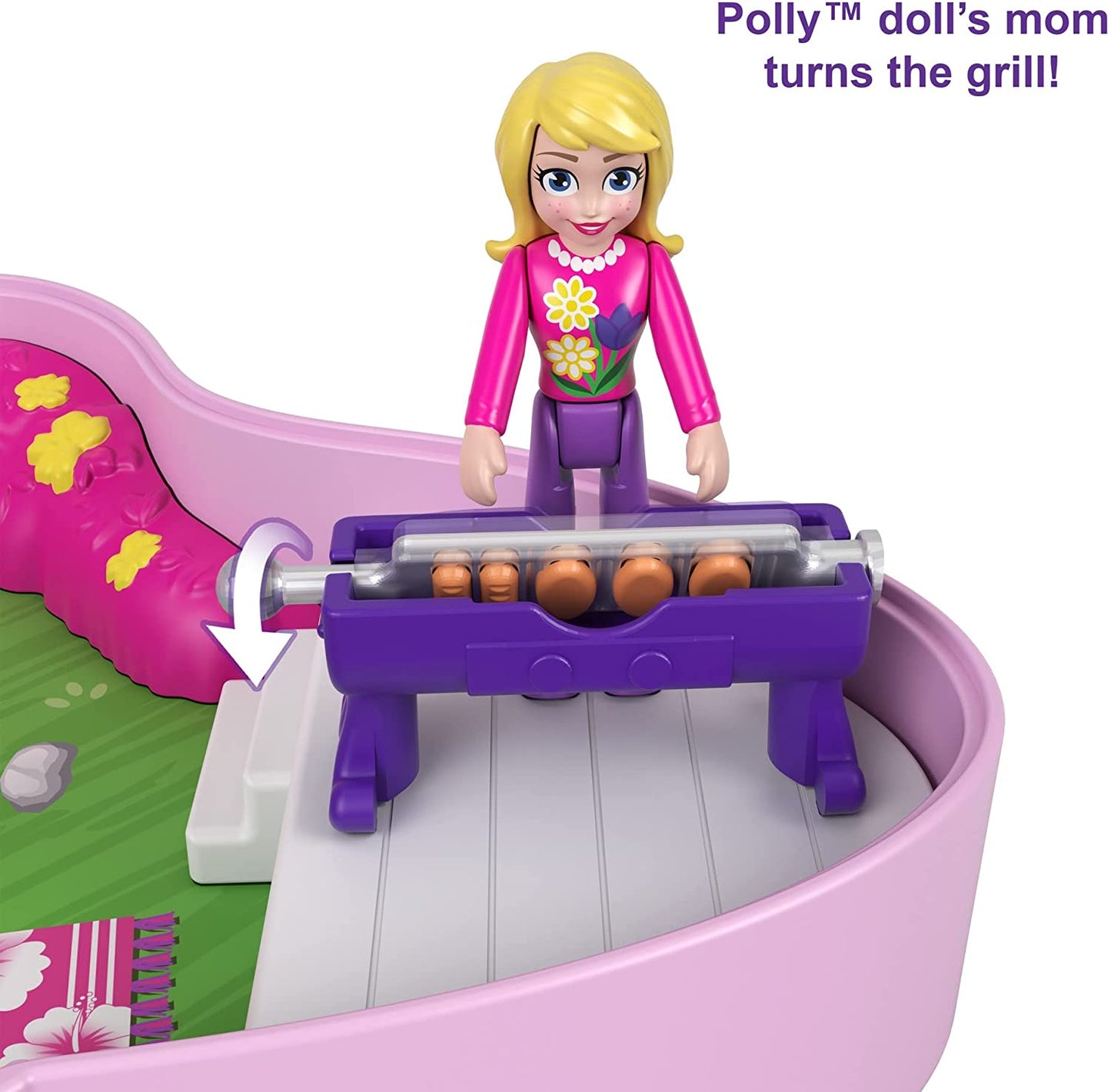 Polly Pocket Backyard Butterfly Compact, Outdoor Theme with Micro Polly Doll, Polly’s Mom Doll 5 Reveals & 13 Accessories, Pop & Swap Feature