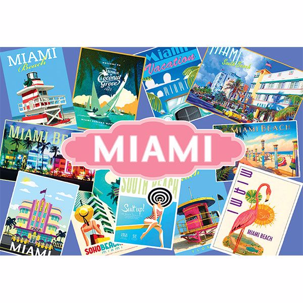 Miami Photo Magnet - 2.5 x 3.5 inches, Retro Collage Design - Great Gift for Miami Fan