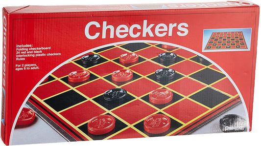 Pressman Checkers -- Classic Game With Folding Board and Interlocking Checkers