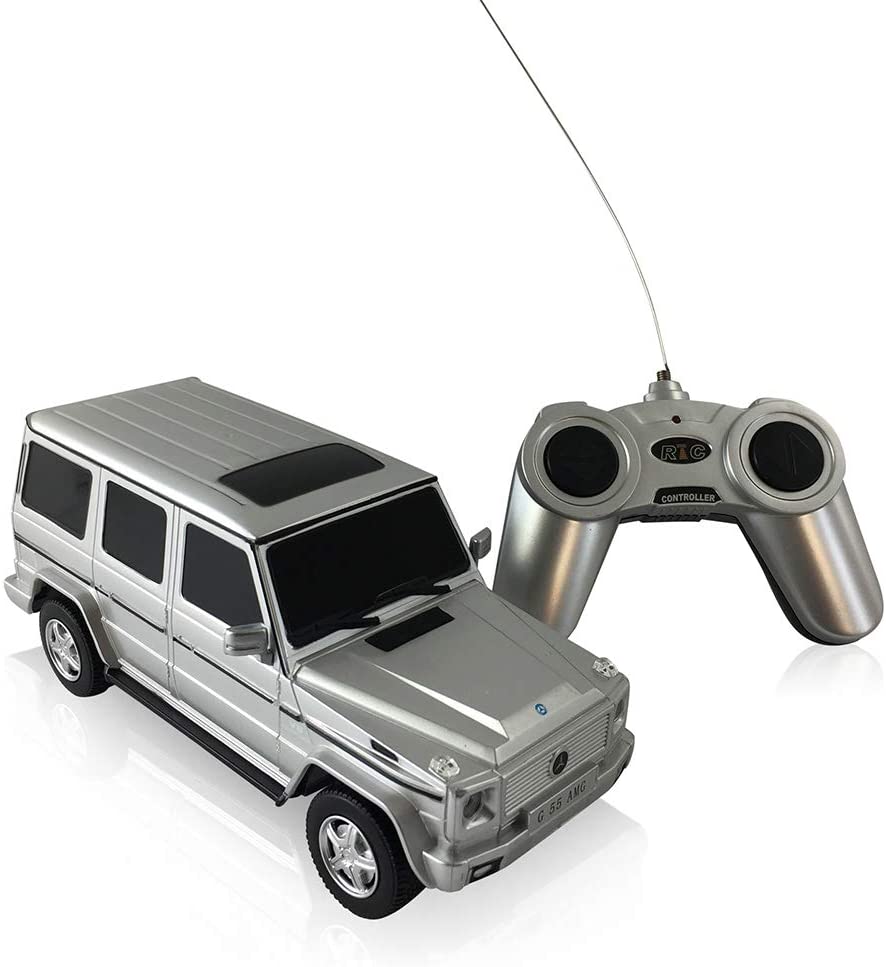 Rastar Off-Road Remote Control Car, 1:14 Mercedes-AMG G55 RC Vehicle Toy ,  Doors Open/Working Lights - Silver/2.4Ghz