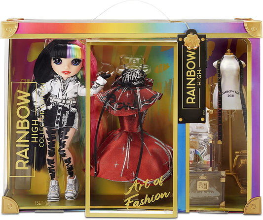 Rainbow High 2021 Jett Dawson Collector Fashion Doll with Black and Rainbow Hair, 2 Designer Outfits to Mix & Match Accessories