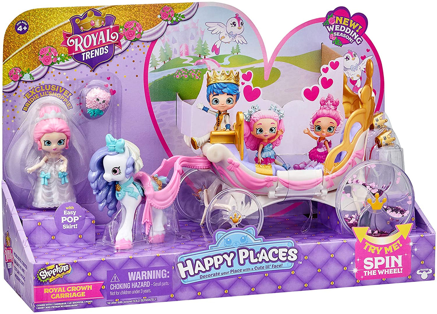 Shopkins Happy Places Royal Wedding Carriage with Pony and Petkins Inside