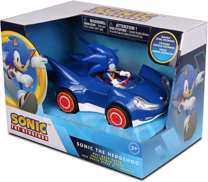 NKOK Sonic The Hedgehog All Stars Racing Car Pull Back Action, Video Game Legend, Speed Star by Tails, No Batteries Required